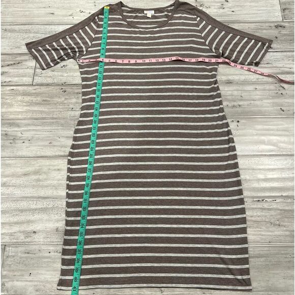 Plus Size Brown White Striped Bodycon LuLaRoe Bodycon Julia - Picture 11 of 11